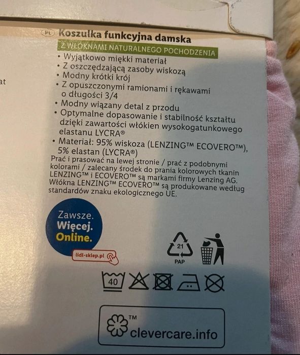 Bluzeczka damska funkcyjna roz L 44/46