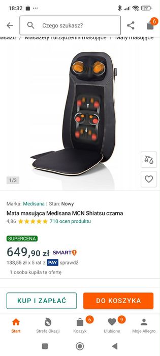 Mata masująca, różne tryby