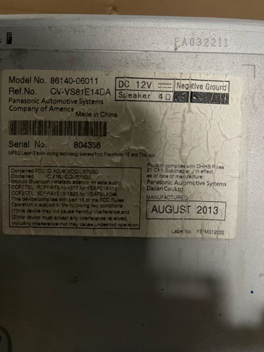 Магнитола toyota camry 50  usa