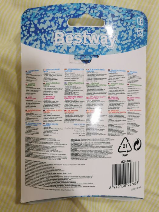 Bóia Porta Copo Pavão Bestway