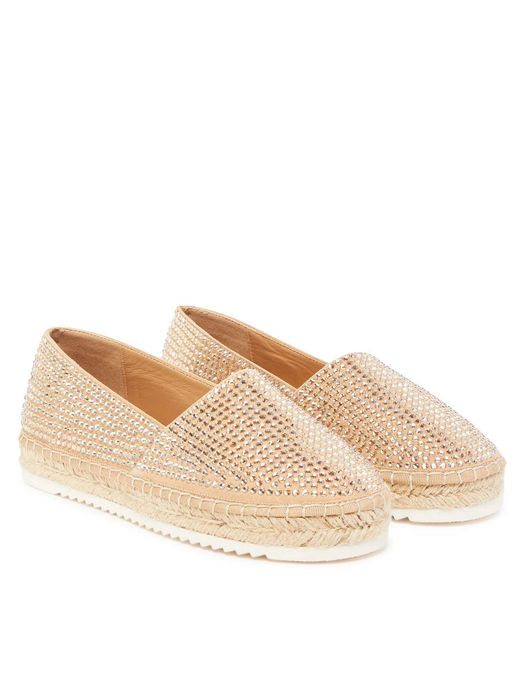Luksusowe Skórzane Espadryle ALMA EN PEÑA V250276 Marrone z Cyrkoniami
