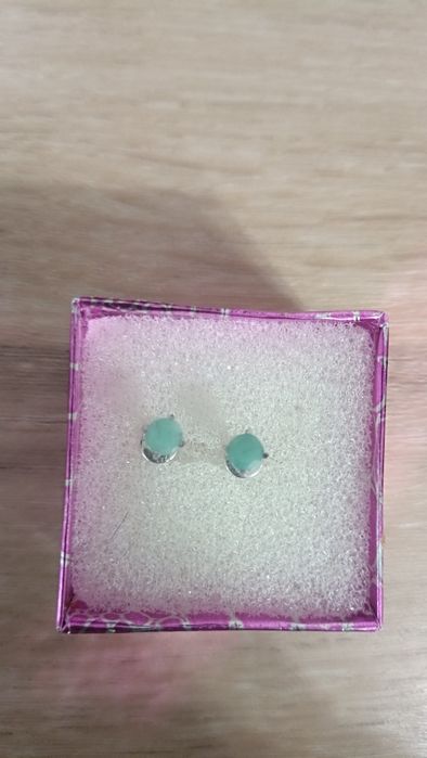Смарагд изумруд пусети гвоздики серебро 925 серьги