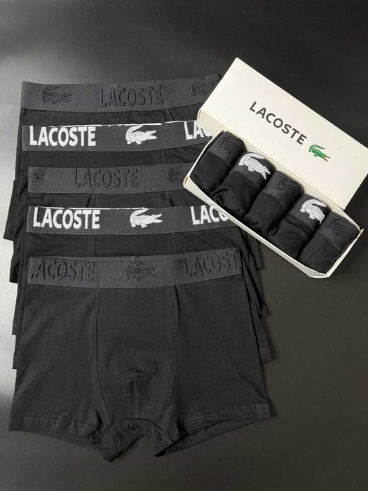 Чоловічі труси Lacoste Green чорні. Мужские боксеры Лакост черные