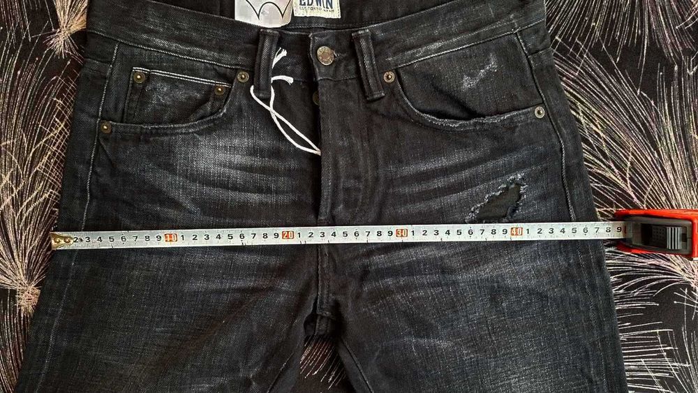 Класні селвідж джинси Edwin ED-80 White SELVEDGE 13oz чорні джинсы