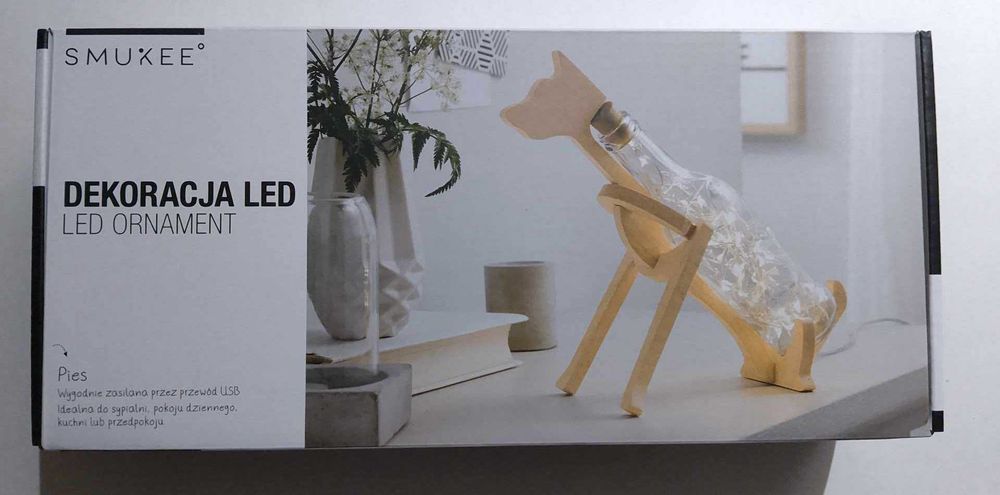 Dekoracja LED Szklane Lampki Pies Smuke