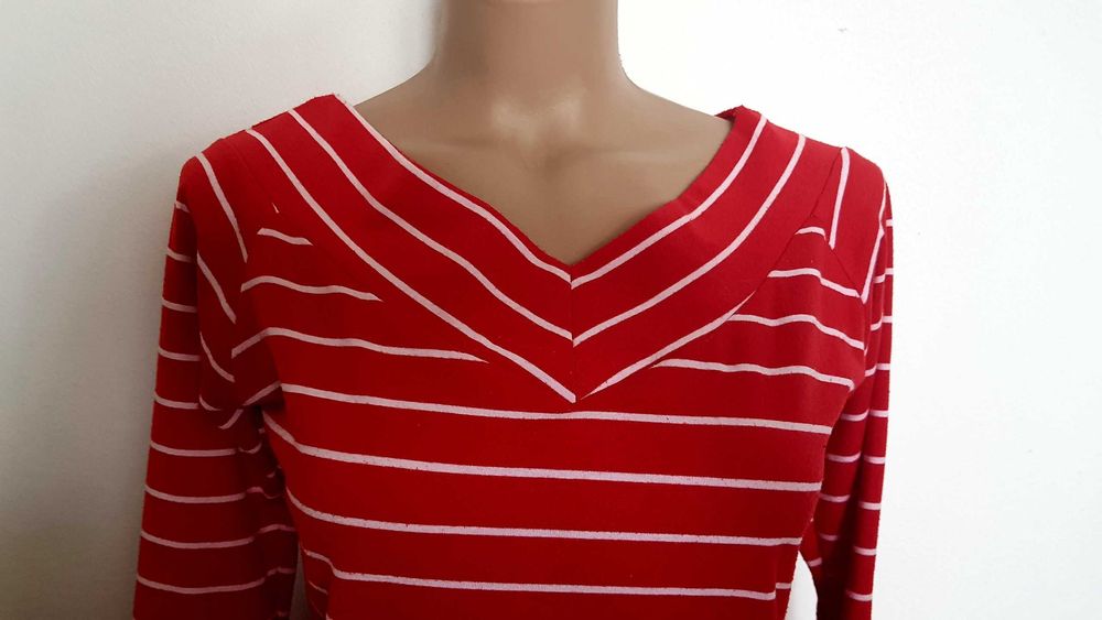 CZERWONA Bluzka  w białe paski