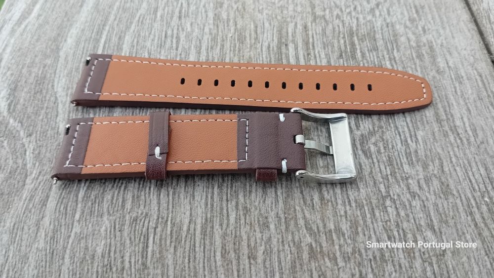Bracelete em pele 22mm : Castanha escura