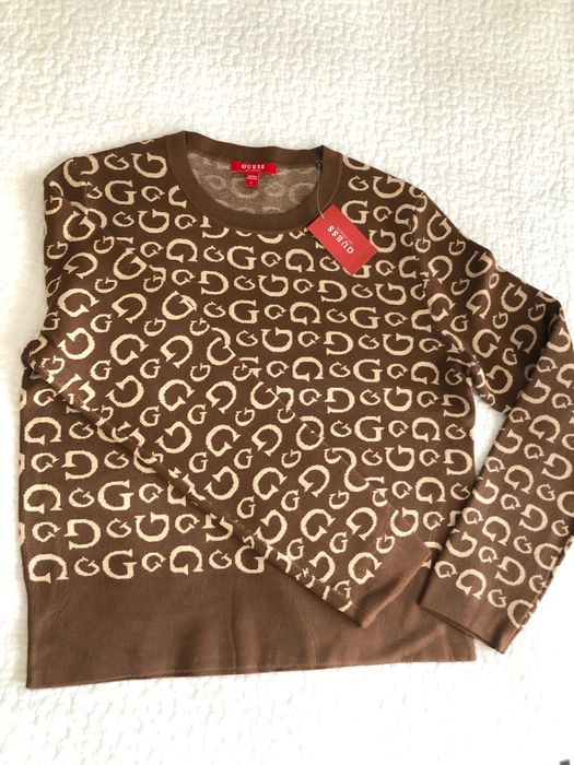 Guess sweter brazowy w logo roz L