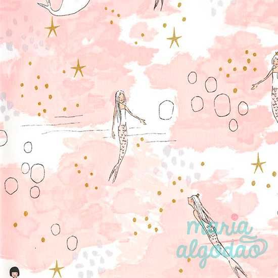 Oportunidade: Tecido 100% algodão a 6€/m - Mermaid Magic Blossom
