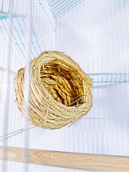 Клетка для птиц, просторный дворец,мятная+соломенное гнездо,69х34х27см