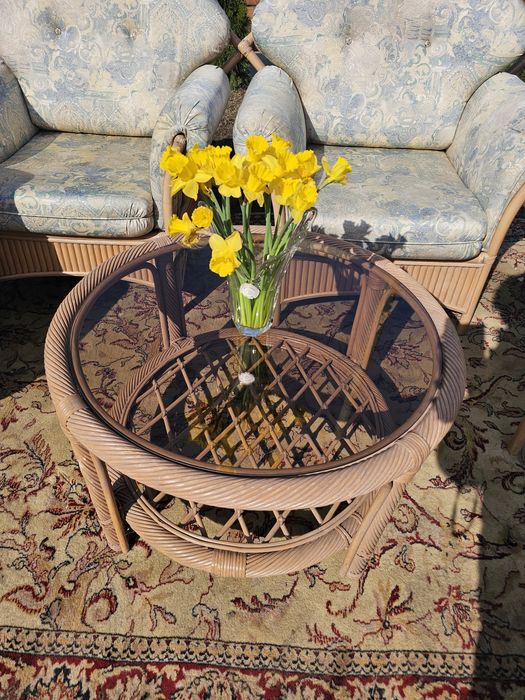 Zestaw mebli rattan 4 fotele I stolik na taras #899 Stylowy Węgrów