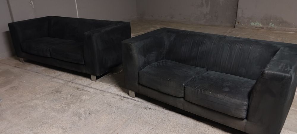 Conjunto de sofás Anaric em nobuck preto