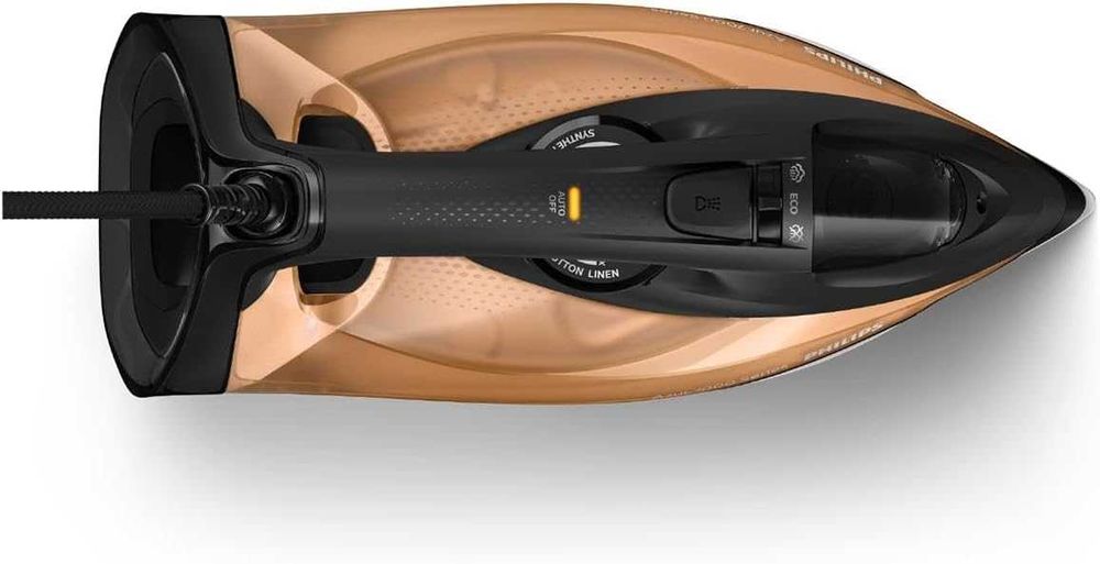 Philips Azur 7000 Series Ferro a vapor, 2800 W, 50 g/min vapor contínuo, 250 g de golpe a vapor, vapor vertical, preto/dourado (DST7040/80)