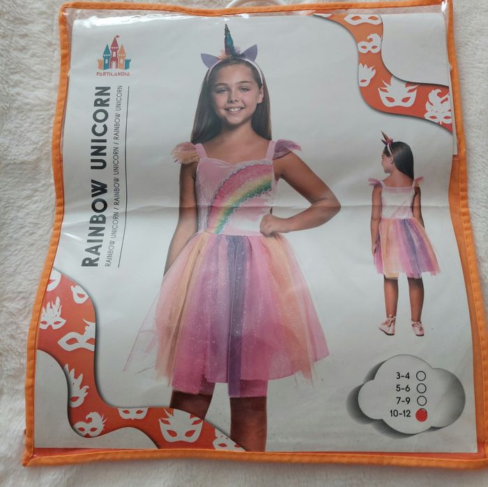 Vestido unicórnio arco íris menina 10-12 anos