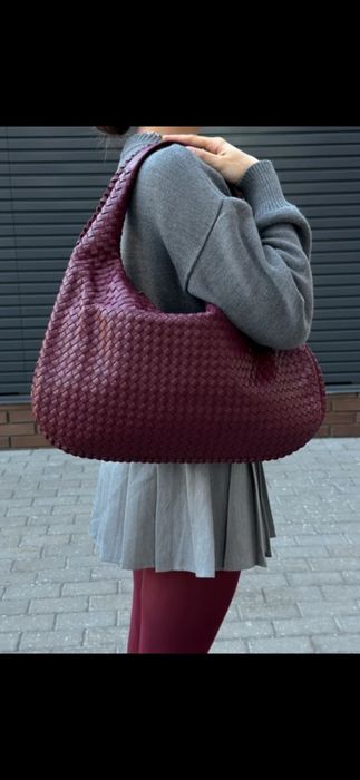 Об'ємна, плетена, сумка-багет