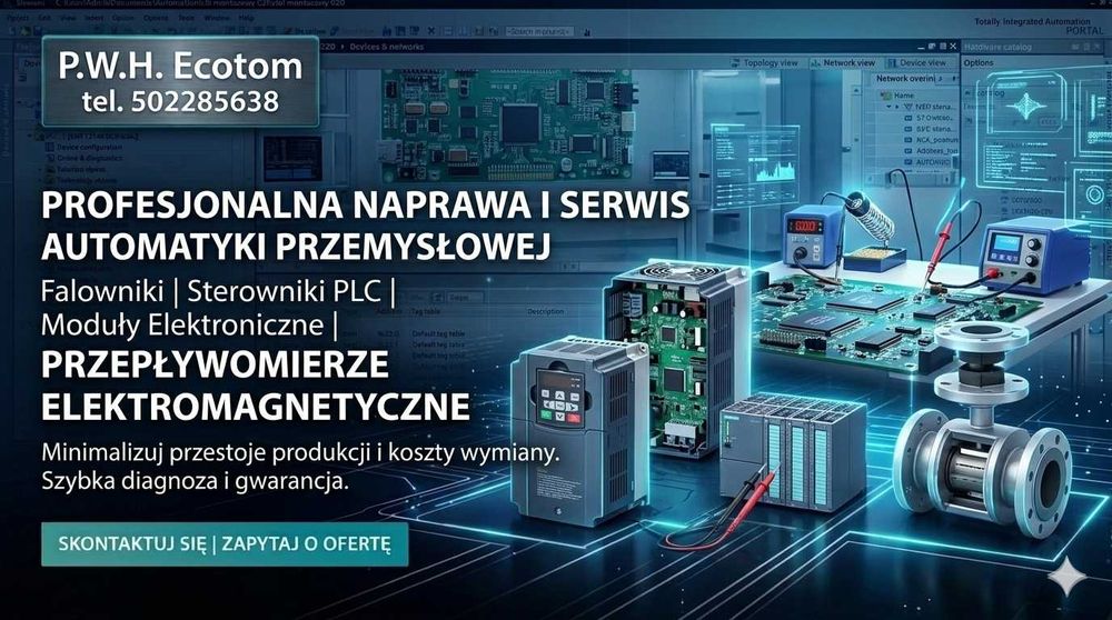 automatyka przemysłowa - serwis: falowniki sterowniki, panele operatorskie, przetworniki, inne moduły
