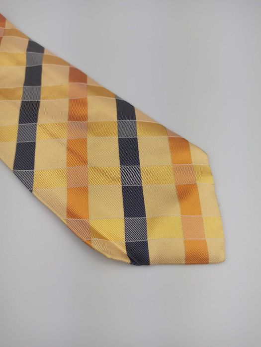Profuomo żółty jedwabny krawat w kratkę wks500m
