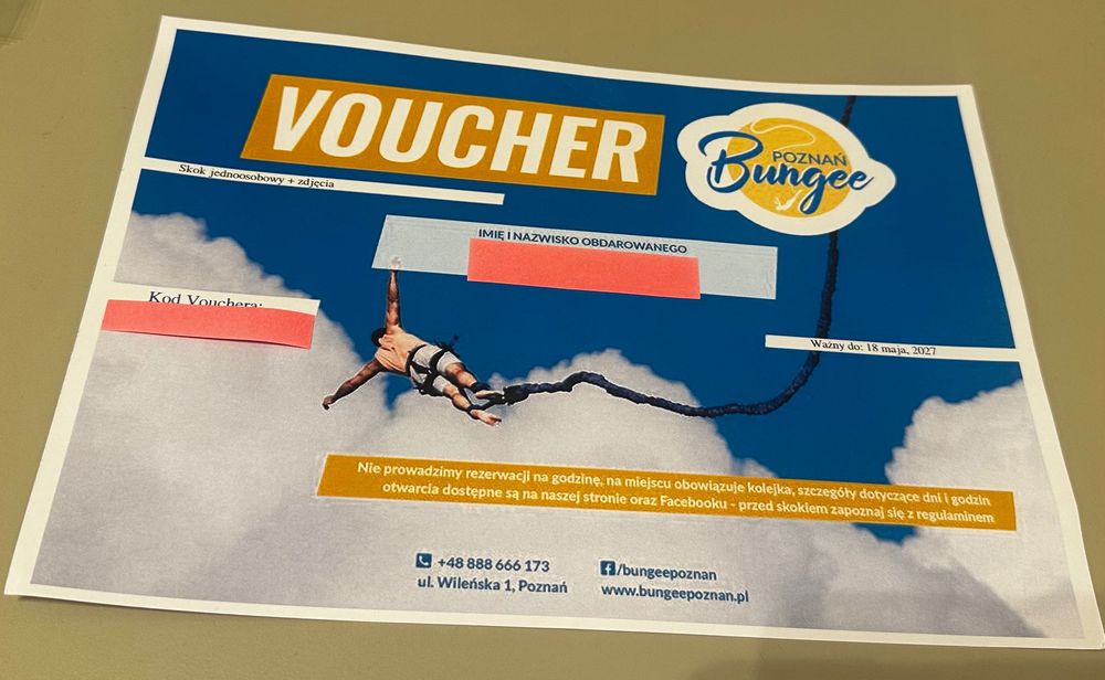Bungee Poznan voucher skok jednoosobowy + zdjecia