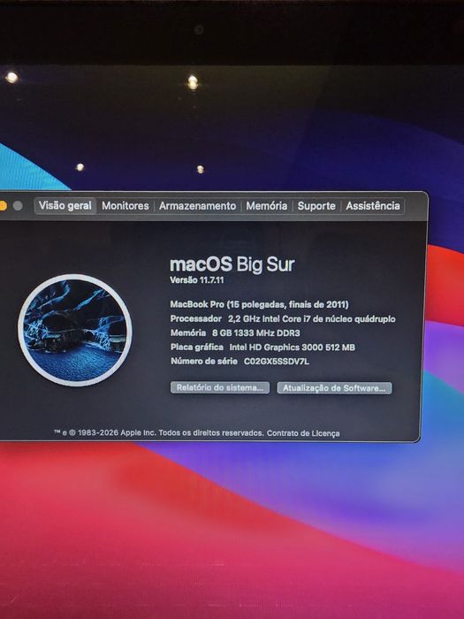 MacBook Pro (2011) MacOS: Big Sur