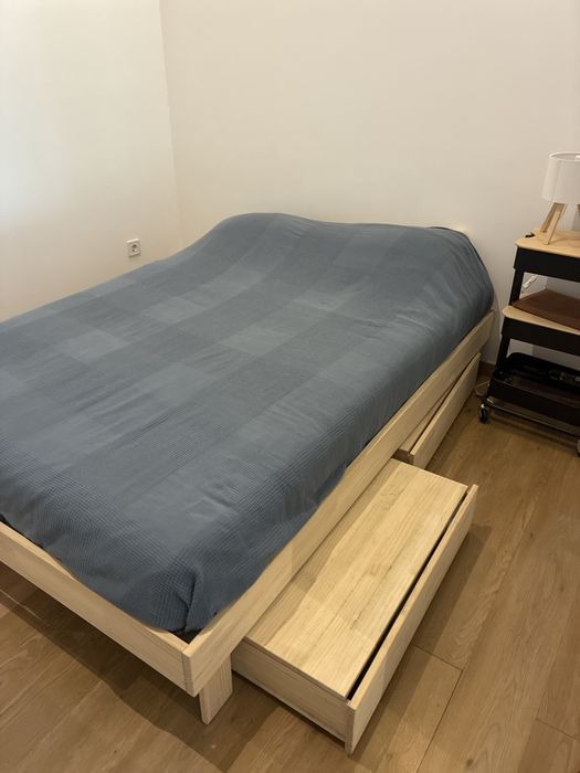 Estrutura cama c/arrumação-colchão, pinho/ Vesteroy