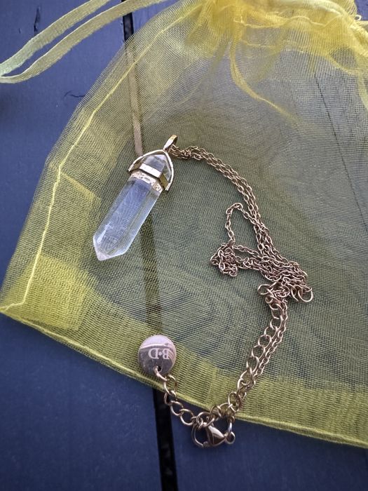 Naszyjnik pozłacany wisiorek kryształ górski By Dziubeka