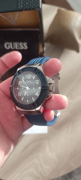 Relógio Guess (W0040G7) Quartz Chronograph Leather Strap-Blue