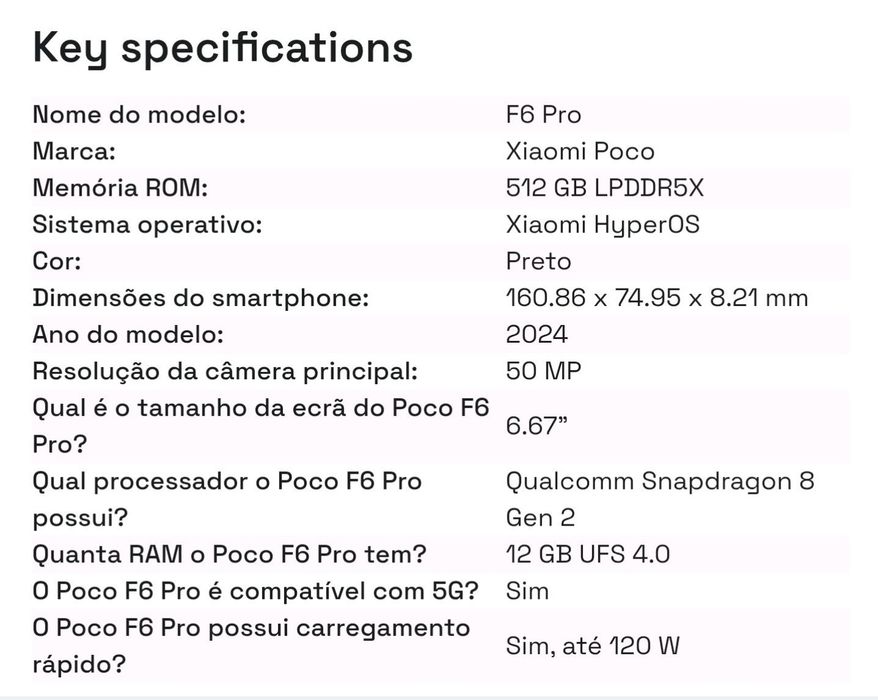 Poco F6 Pro 12/512 GB  Como Novo