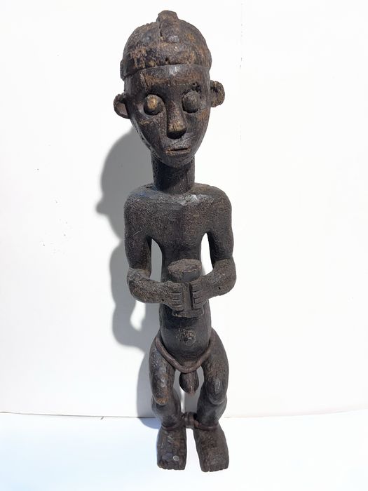 Estátua Tribal Africana em Madeira Sculptée / Escultura Antiga em Madeira ~60cm