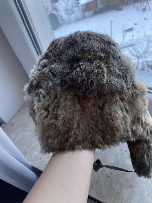Czapka pilotka z królika L unisex ciepła