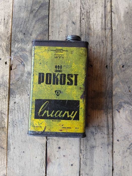 Puszka bańka po pokost lniany