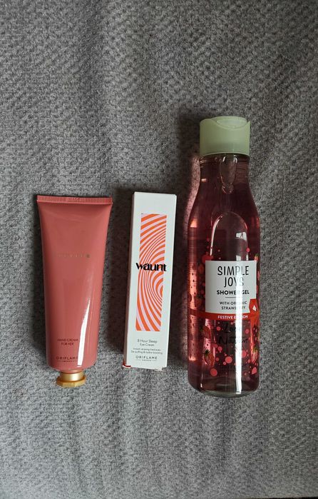 Zestaw Oriflame żel Simple Joys, krem waunt pod oczy, krem greater