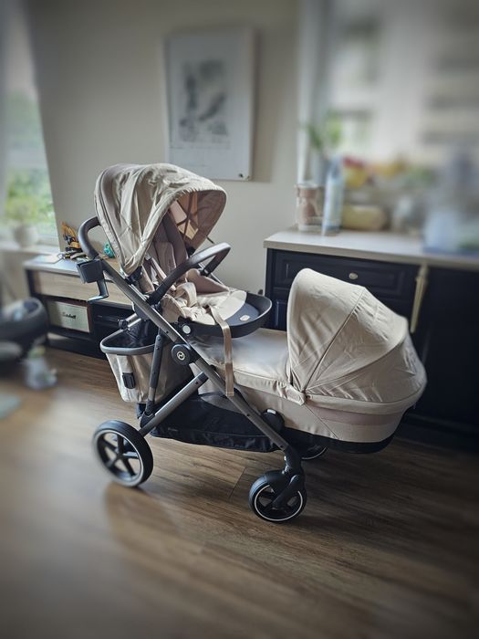 Cybex Gazelle S Almond Beige - wózek 2w1 /  rok po roku / dla bliźniąt