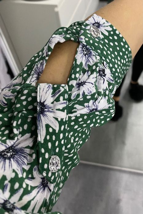 Wiskoza bluzka zielona kropki kwiatki L Dunnes