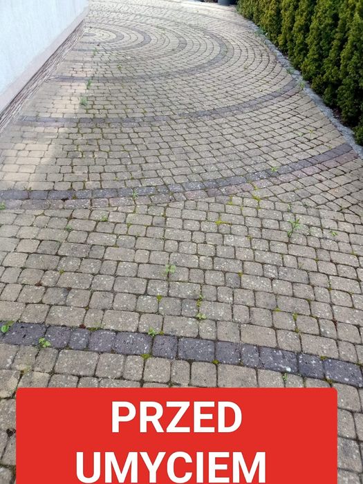 Mycie kostki brukowej, elewacji.