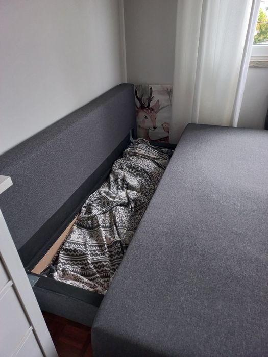 Sofá-cama 3 lugares cinza escuro NEGOCIÁVEL