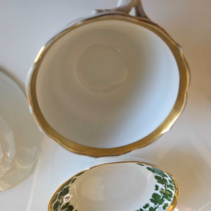 Trio sniadaniowe Miśnia wzór liście winogron ze złoceniami