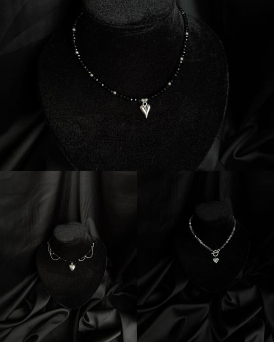 Кольє з кришталевих намистин чокер з кришталю підвіска з сердечком