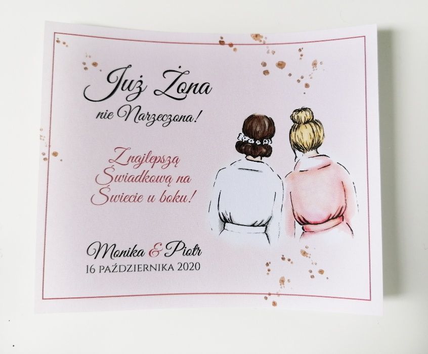 Naklejka na wino dla świadkowej wesele