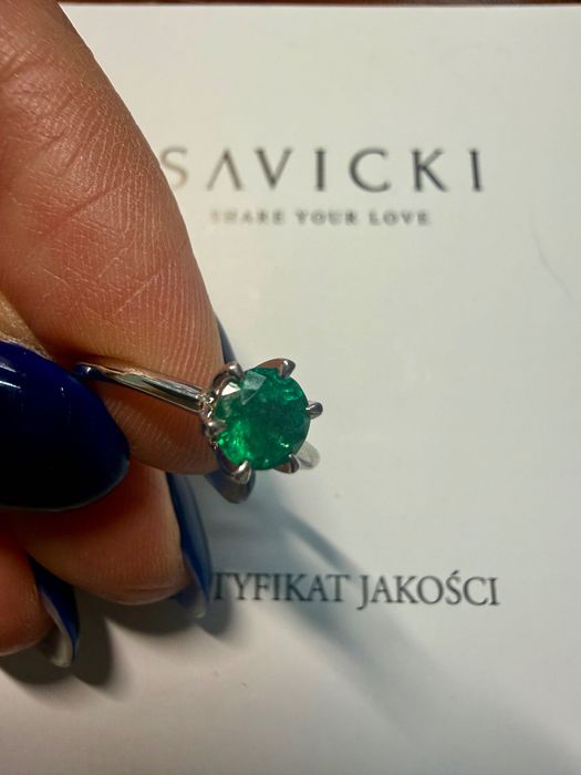 Pierścionek | Savicki | Złoto 585 | Szmaragd | Diamenty | Stan b. db.
