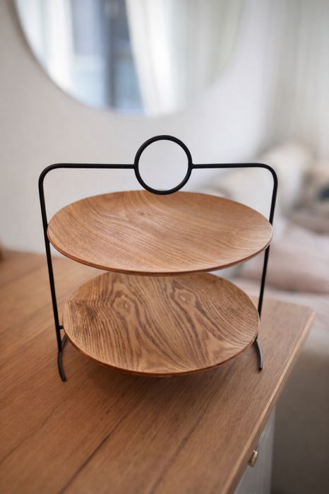 DUKA ALVAR etażerka / taca / patera na owoce 32×36 cm, drewno + metal