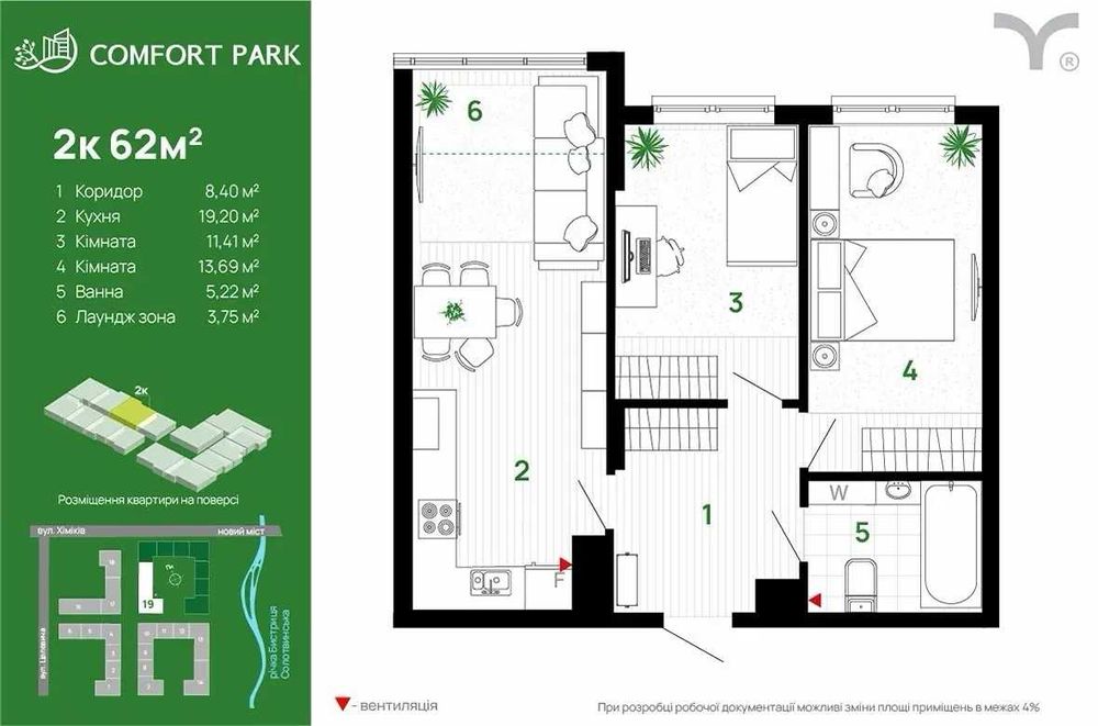 Продається  стильна 2-х кімнатна квартирв в ЖК Comfort Park,4поверх!