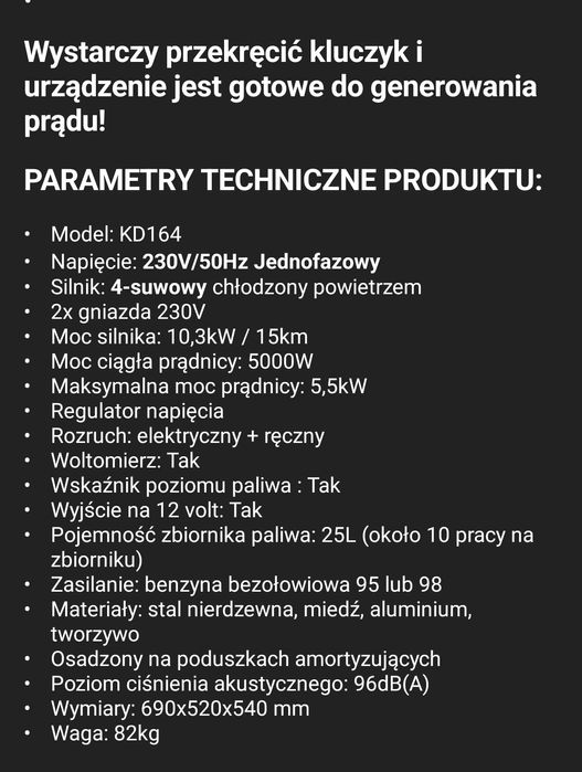 Agregat prądotwórczy 5500