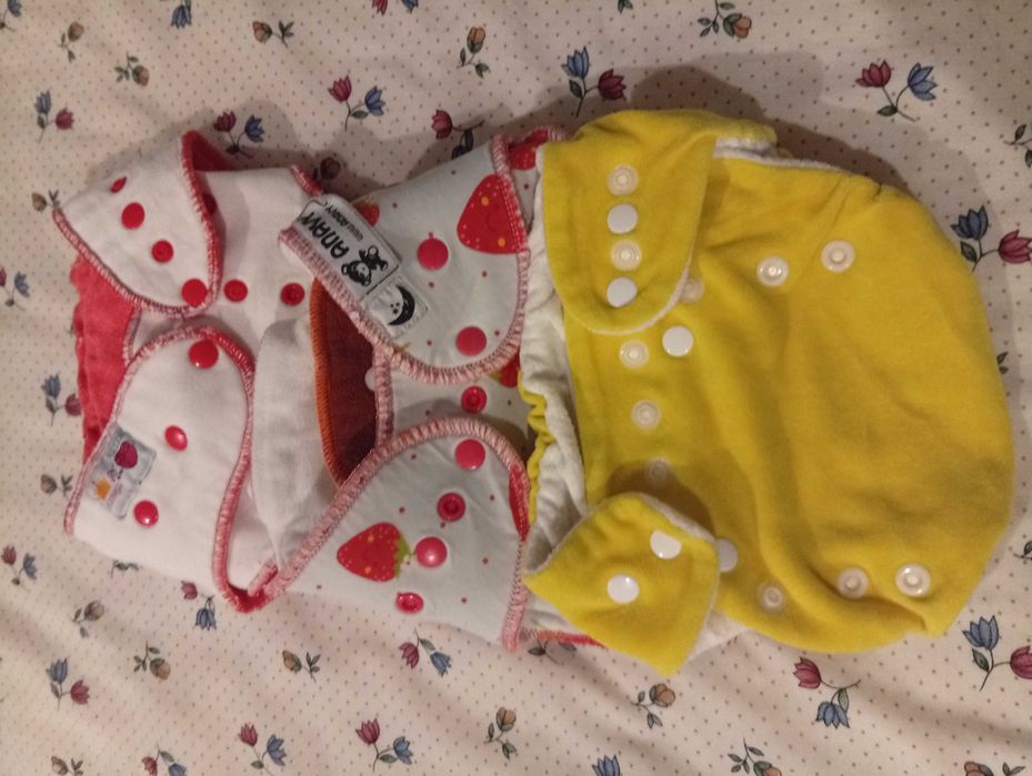 3 Fraldas cuecas em pano, reutilizáveis e reforços