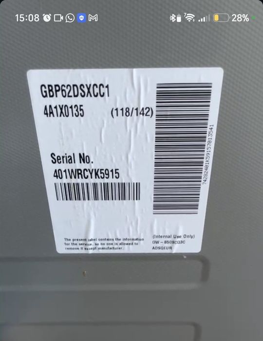 Frigorífico Combinado LG No Frost 384L (Classe C / Grafite / Wi-Fi)