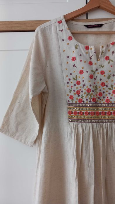 Rangmanch sukienka midi lniana indyjska haftowana boho etno 38