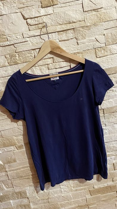 T-shirt Tommy Hilfiger S damski granatowy bawełna krótki rękaw