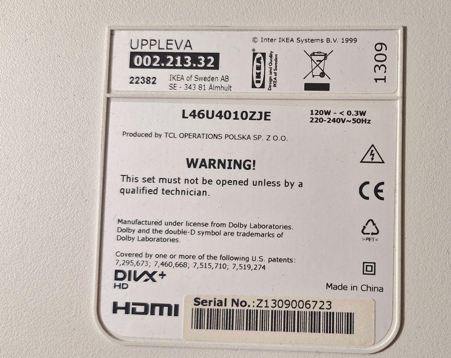 L46U4010ZJE UPPLEWA smart tv