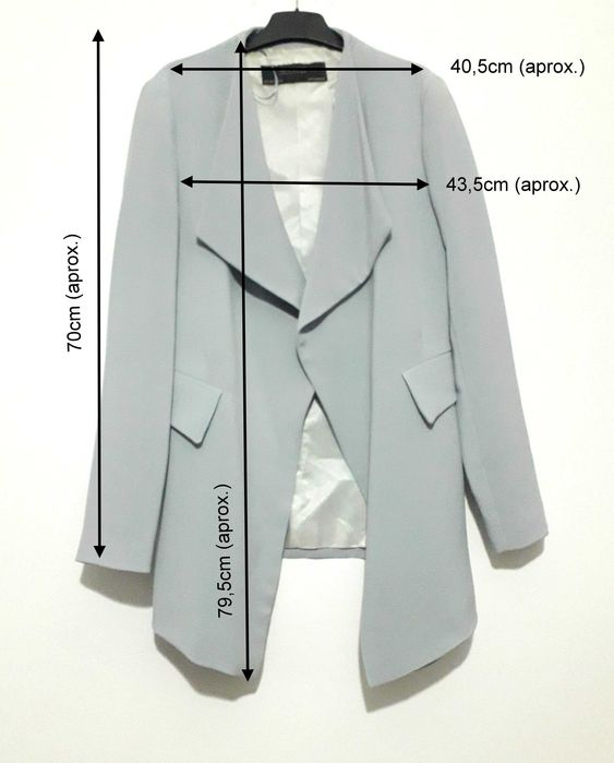 Blazer / Casaco aberto azul claro da Zara Tam M Novo