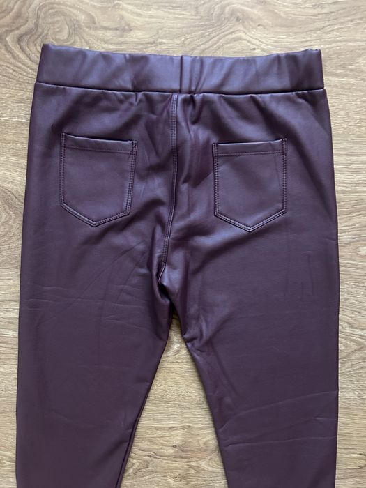 Legginsy Spodnie Skórkowe Bordowe Rozmiar 40 L