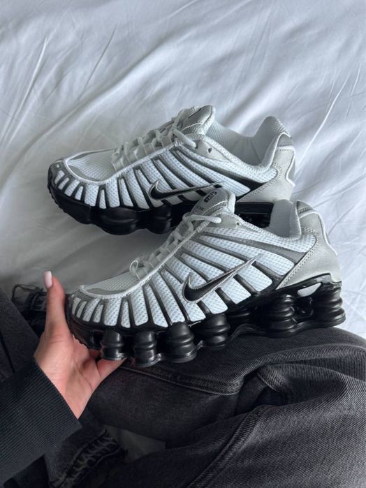 Жіночі  спортивні кросівки Shox tl White Black найк шокс білі з чорним